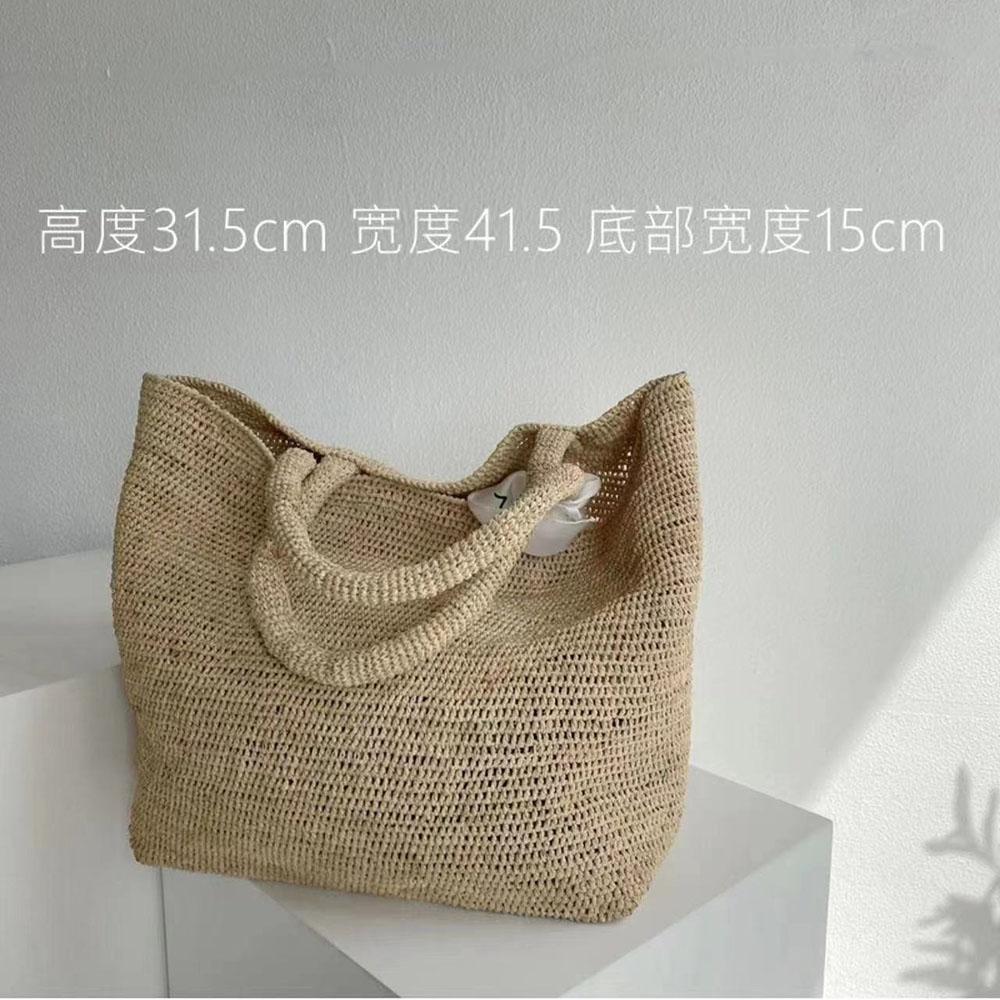 

Large Handwoven Rattan Tote Bag for Women Natural Straw Beach Bag Purse Luxury Shoulder Bags Handbag Summer about41.5x31.5x15cm бежевый