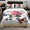 Fashion Fresh Duvet Cover Set Butterfly Floral Print Bedding Set, Soft Comfortable And Skin-friendly Duvet Cover For Bedroom