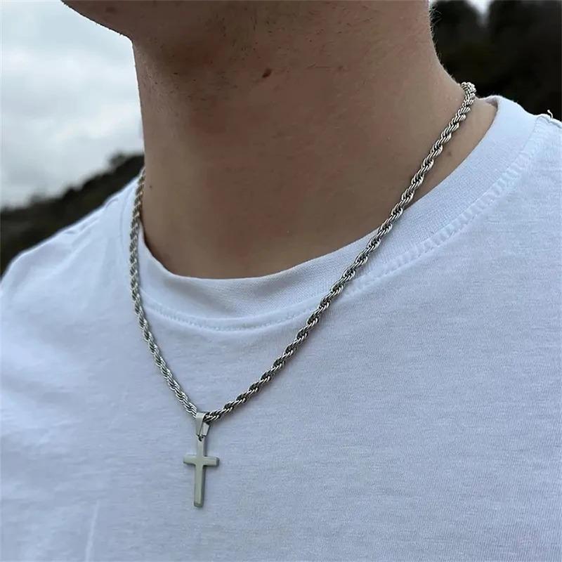 New Stainless Steel Cross Pendant Necklace for Men Women Minimalist Gold Color Jewelry Male Female Necklaces Chokers Gifts 2025