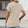 Ladies' Casual Striped V-neck T-shirt Top