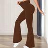Women Pants High Waist Slim Fit Loose Leg Trousers Pure Color Yoga Running Walking Volleyball Flared Pants Everyday Wear