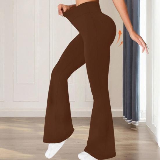Women Pants High Waist Slim Fit Loose Leg Trousers Pure Color Yoga Running Walking Volleyball Flared Pants Everyday Wear