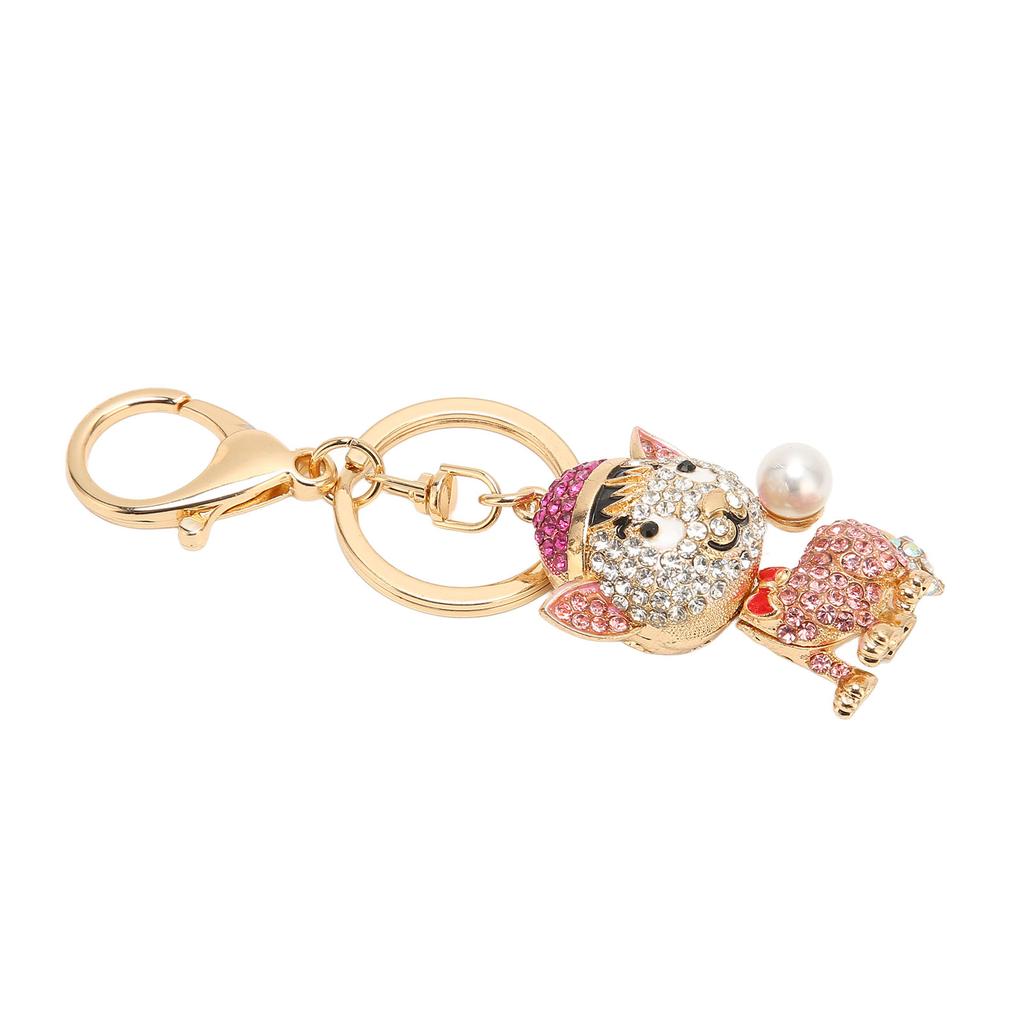 Cute Dog Keychain Bling Handbag Pendant Puppy Car Key Ring Decoration Bag Accessories Pink