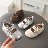 2026 New Autumn Korean Style Girls' Little Leather Toddler Walking Shoes - Princess Design