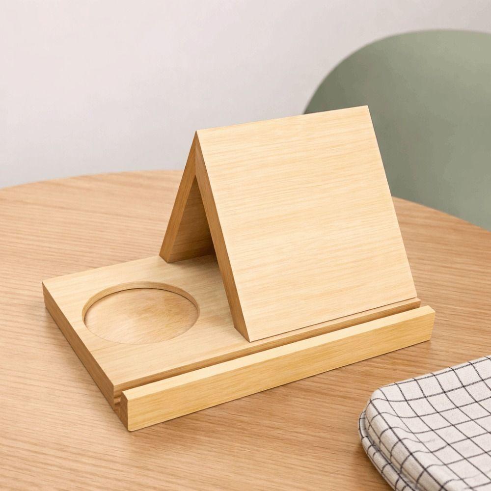 2-in-1 Dreieckiger Holz-Bücherhalter Stabiler freistehender Bücherständer Moderner Lese-Ständer Bett Schreibtisch