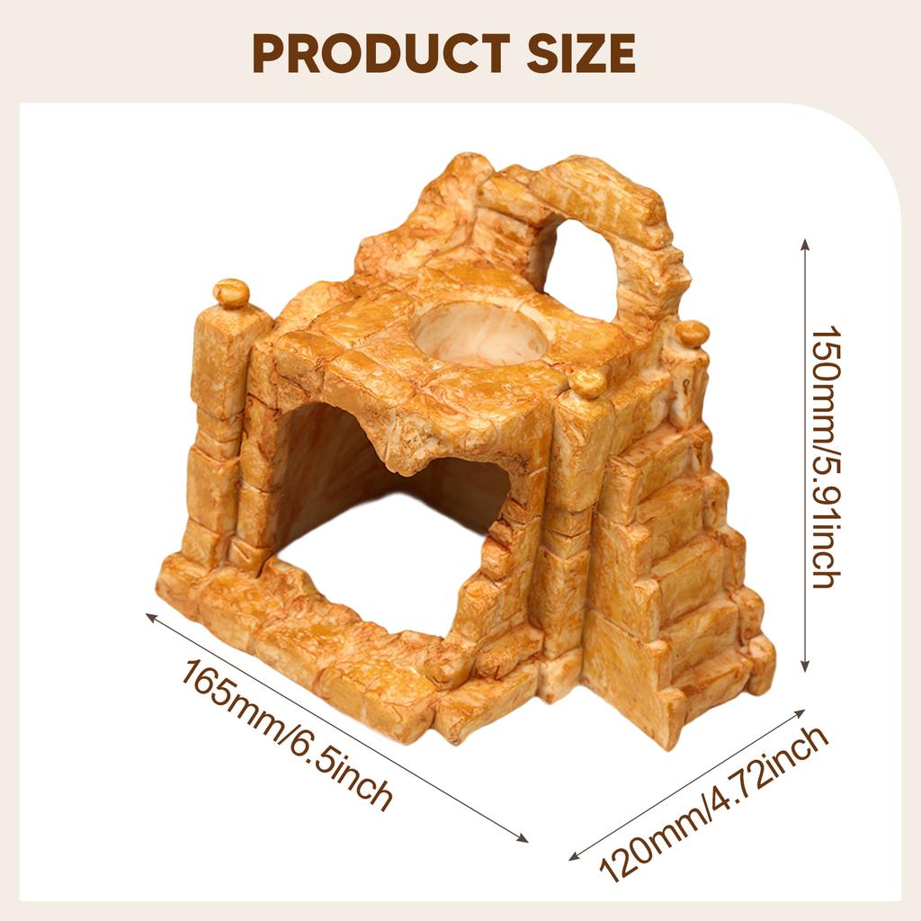 Resin Reptile Hideout Cave Fish Tank Ornament Decor Aquarium Habitat for Tortoise Turtles Reptiles Frogs Fish Gecko
