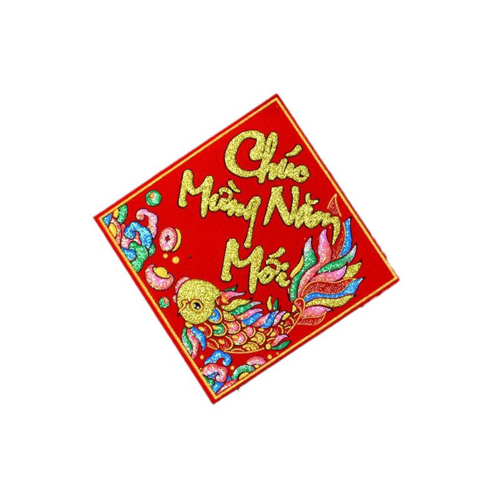 2pcs Vietnamese Spring Festival Couplet Glitter Wall Decal Spring Festival Window Sticker Wall