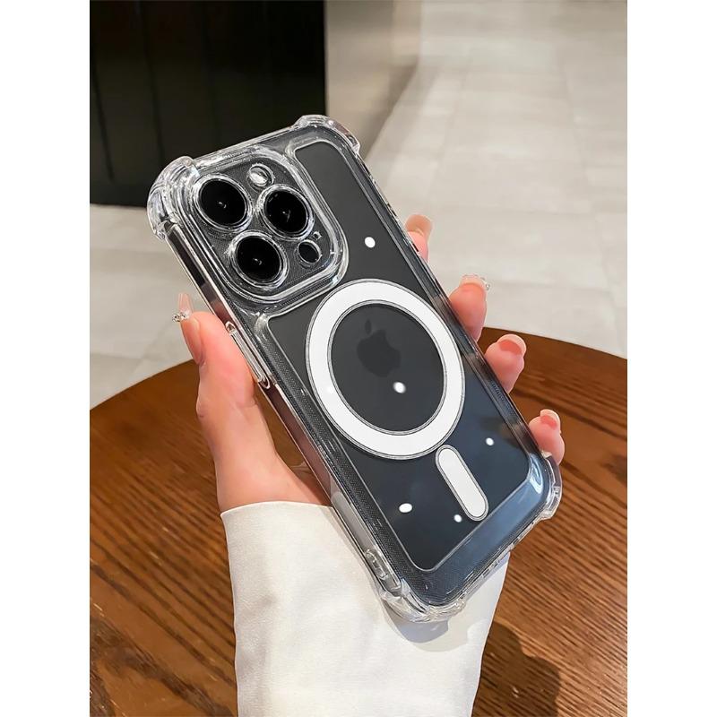 Luxuriöse kabellose Lade-Magsafe-Stoßfeste Handyhülle für iPhone 15 14 11 12 13 Pro Max 15 Plus Transparente magnetische Bumper-Abdeckung