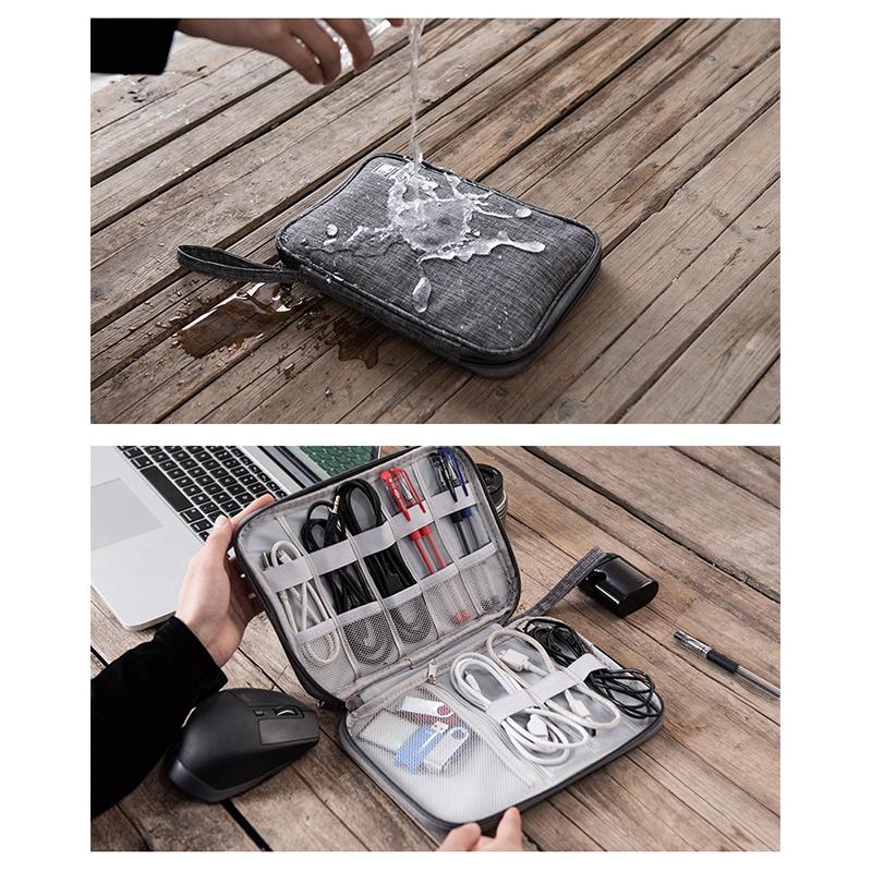 1Pc Black Green Storage Bag Electronic Accessory Organizer Portable Usb Data Cable Charger Plug Travel Waterproof Organizer