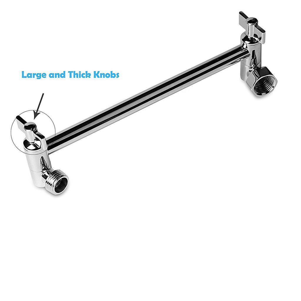 Adjustable Bathroom Shower Extension Rod with Top Spray Connection and Teeth Bracket.