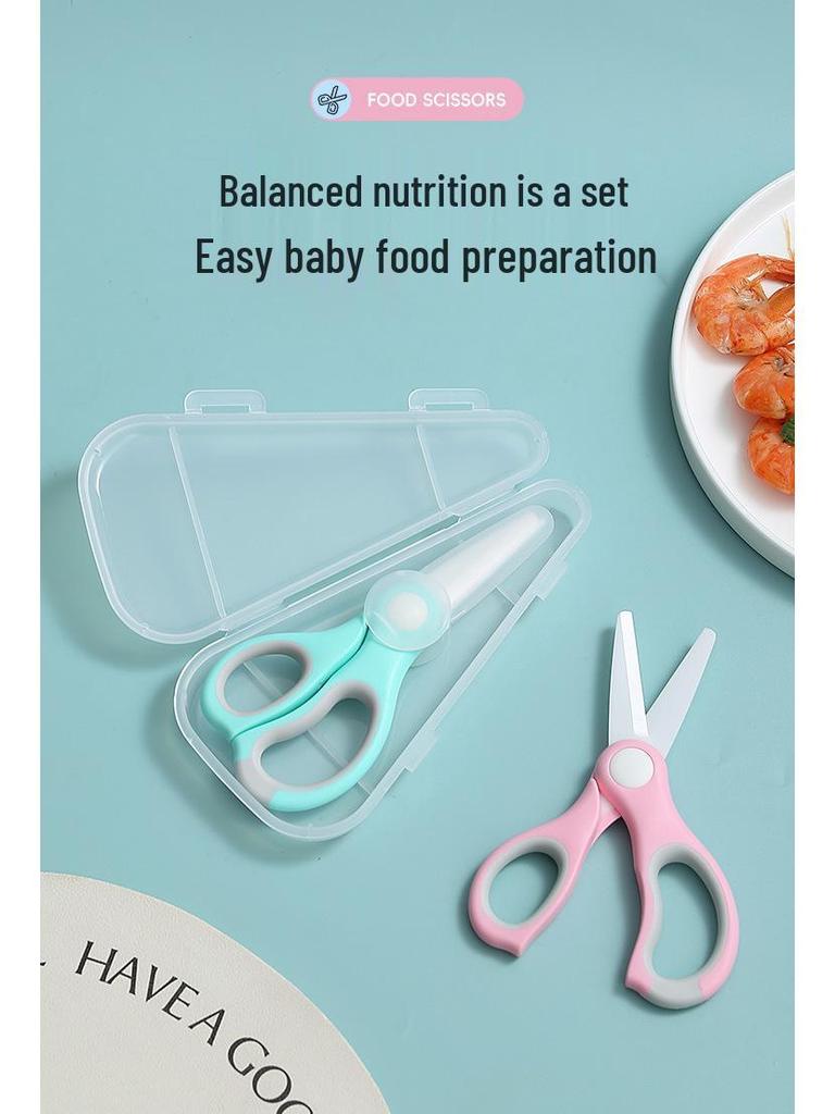 Portable Ceramic Baby Food Scissors with Sheath - Kitchen Tool for Safe Food Prep