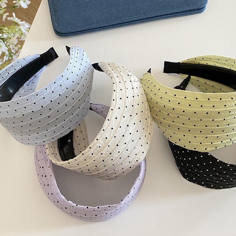 Korean Spring and Summer Fresh Wide-edged Polka Dot Headband Women's  New Pressure Hairpin Fashion Headband Hair Accessories