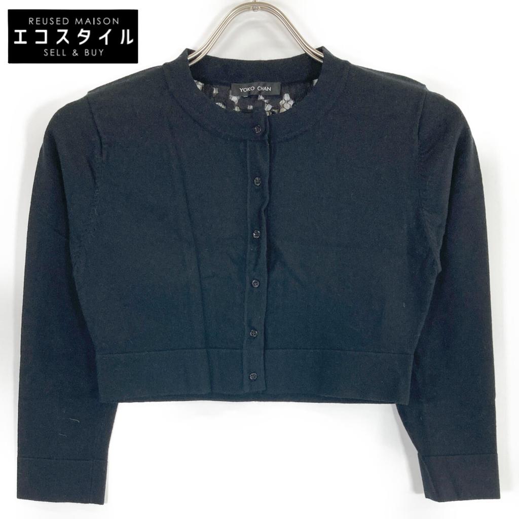 YOKOCHAN [Good Condition] YCN-416-041 Lace/knit crew neck knit tops 36 blackUsed