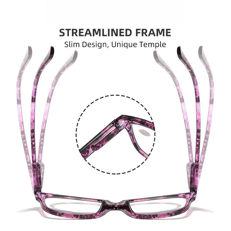 Trendy Suqare Women'S Reading Glasses Men Classic Flower Printed Far Sight Eyewear Vintage Retro Blue Light Blocking Presbyopia