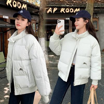 Baseball Uniform Stand-up Collar Women's Winter New Solid Color Sports Wind Loose Warm Jacket Couple Cotton-padded Coat