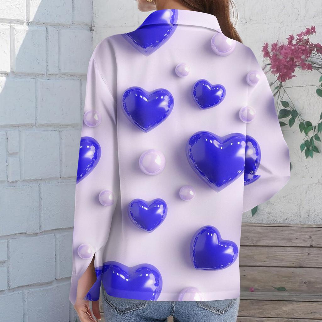 Women's Buttoned Long Sleeved Casual Regular Shirt With Collar Top