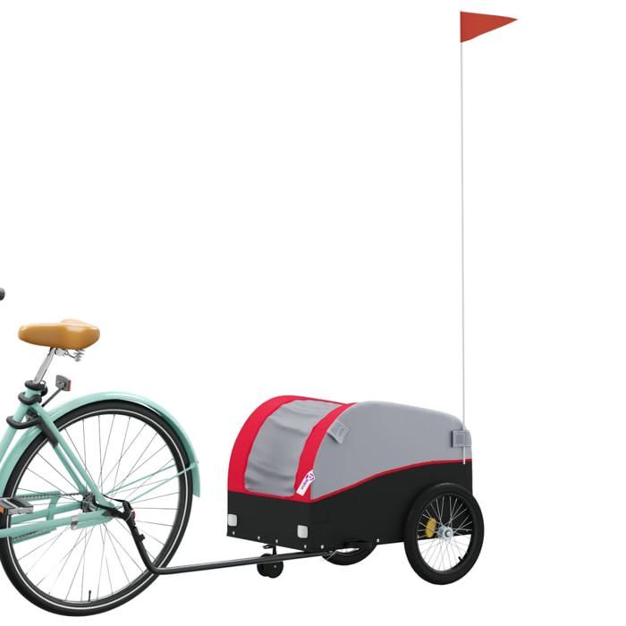 VidaXL Bicycle Trailer Black and Red 30 Kg Iron 94139