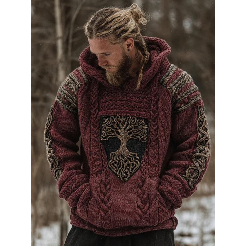 Unisex 3D-bedruckter Strickpullover mit Kapuze für Herbst/Winter