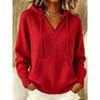 Women's European Style Knit Hoodie with Drawstrings, Autumn/Winter Long Sleeve Sweater with Kangaroo Pocket, Solid Color Casual Fashion.