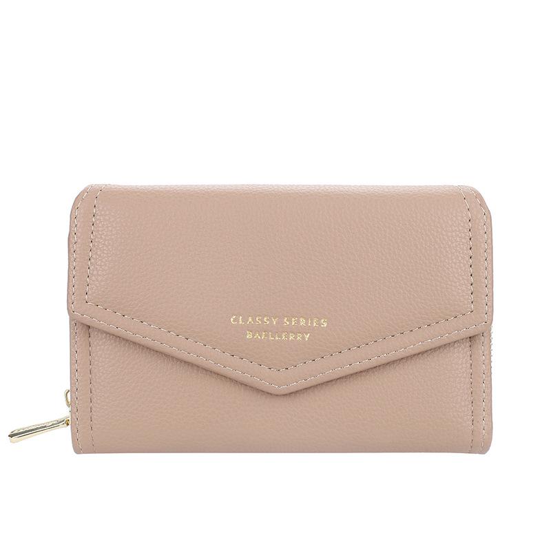 Women's Short Wallet - Baellerry Korean Style Lychee Pattern Zipper Coin Purse, Fashionable Handheld Small Wallet