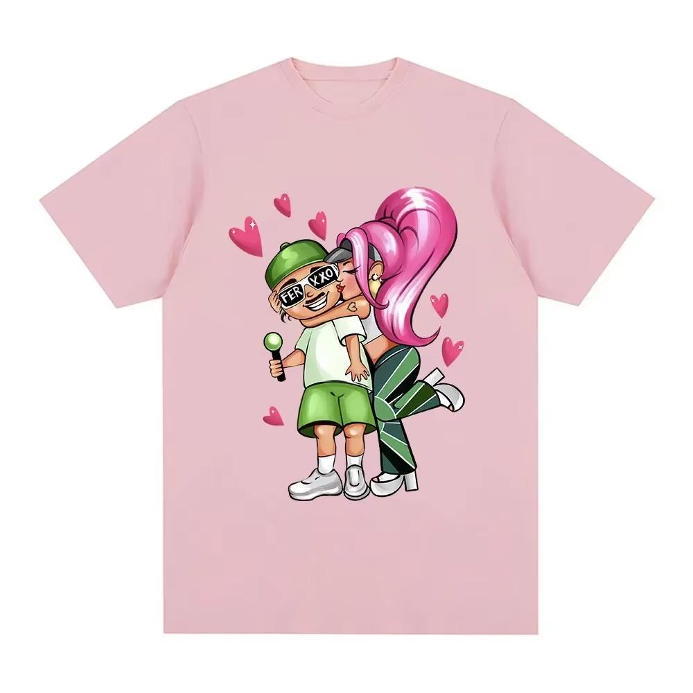 Singer Karol G Feid Ferxxo Pattern T-shirt Women's Fashion Aesthetics Retro T-shirt Harajuku Leisure Couple Comfortable T-shirt