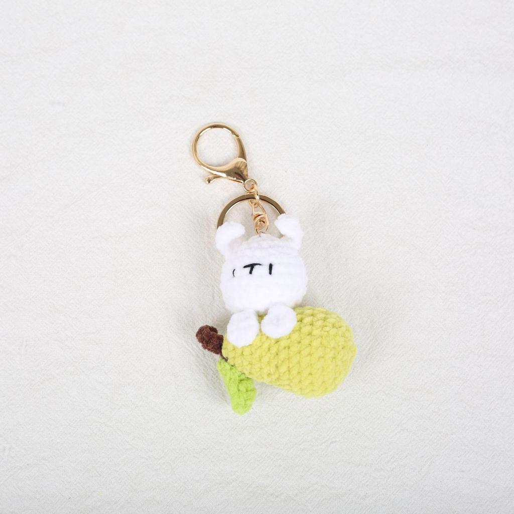 Fruit Rabbit Keychain Plush - Cute Watermelon, Lemon, Carrot, Pear & Strawberry Charms for Kids' Bags