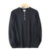 Original Foreign Trade Surplus American-Style Casual Henley Collar Cotton Long-Sleeve T-Shirt for Men, Vintage Versatile Solid Color Base Shirt