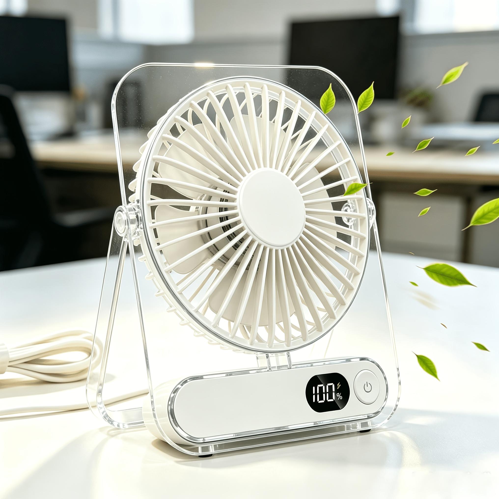USB Desktop Fan Rechargeable Foldable Portable Cooling Cooler Fan With Digital Battery Level Display 1 piece USB Desktop Fan белый