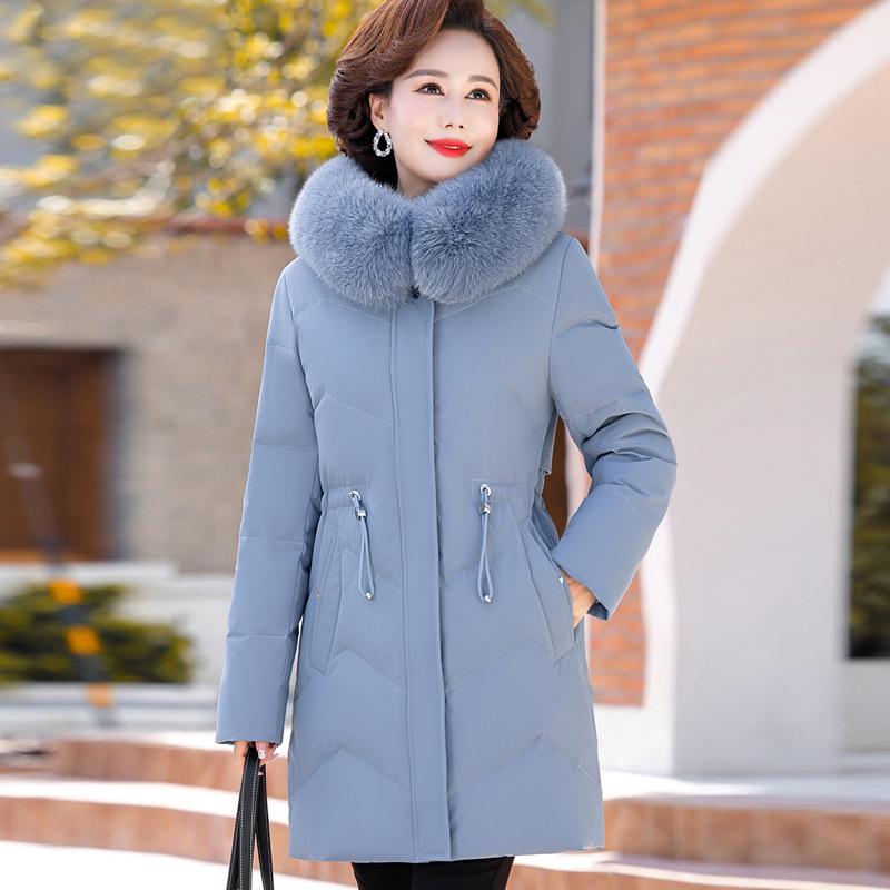 Women's 2023 Mid-Length Plus Size Duck Down Jacket - Warm, Stylish Winter Coat for Middle-Aged & Elderly