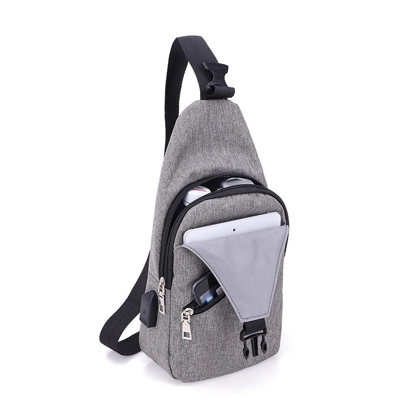 Breast bag Men's trendy canvas leisure bag Outdoor small backpack Lightweight fashion gift bag One shoulder messenger bag