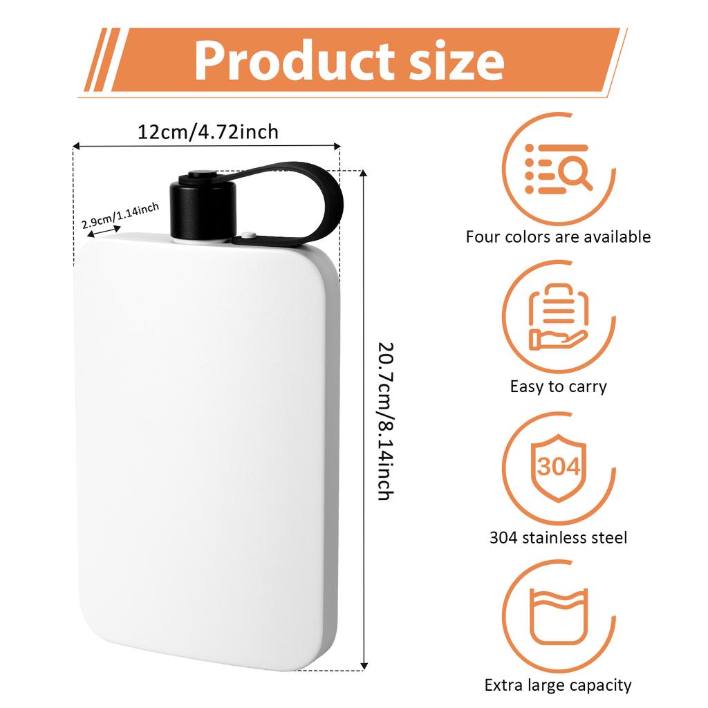 Boraccia Piatta Acciaio Inossidabile Design Tappo Integrato Portatile Borraccia 500ML per Sport All'Aria Aperta Viaggio Regalo per Amico Coppia