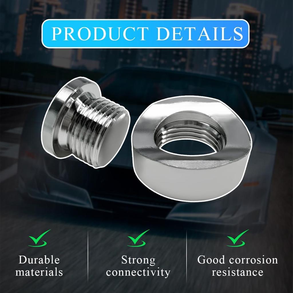 M18×1.5 Stepped Mounting Bung And Plug, 304 Stainless Steel Notched Style Mounting Bung & Plug, O2 Oxygen Sensor Mounting Exhaust Weld In Bung Plug,