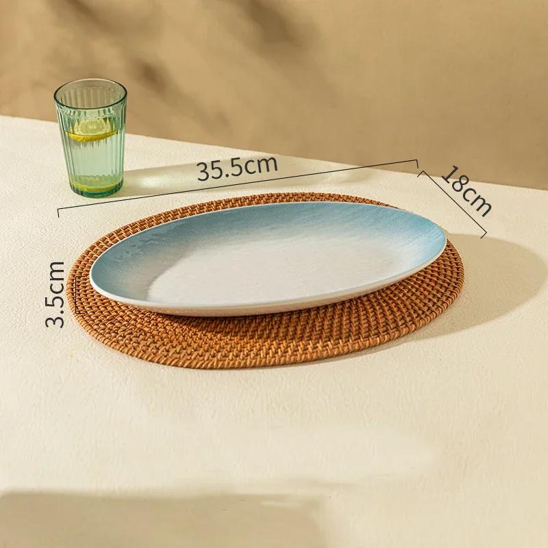 10-14 inch Ceramic Fish Plate  Oval Serving Plates  Trays and Platters Oven Safe  Porcelain Dinner Tray Serving Dishes for Meat