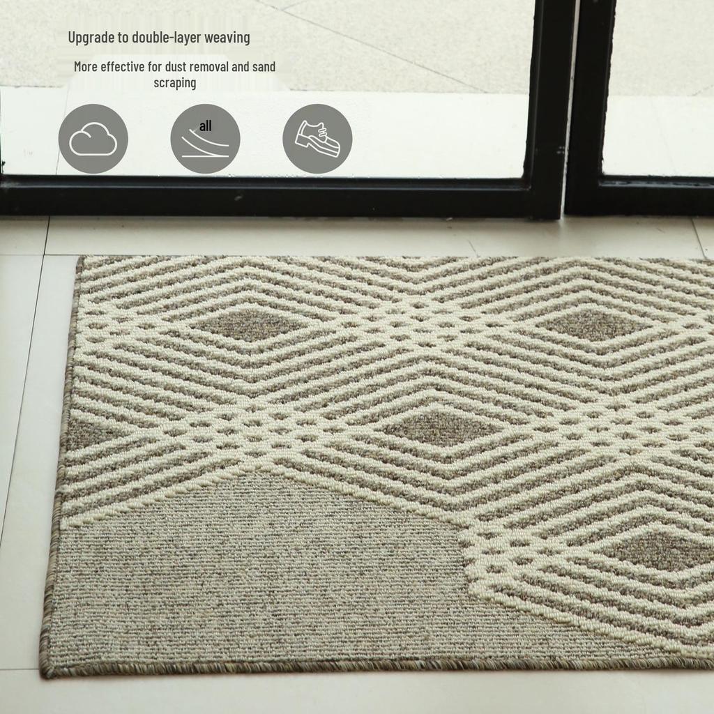 Nordic Style Dustproof Entrance Mat: Double-Layer Woven Polypropylene, Wear-Resistant, Sand-Scraper Hallway Floor Mat.