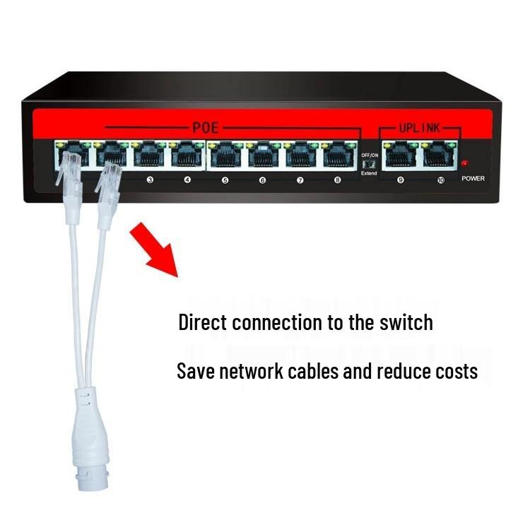 Waterproof RJ45 PoE Network Splitter 2-Way Adapter