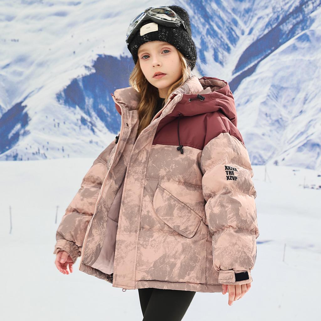 Children's Winter Clothing Thickened, Color-block Down Jacket for Winter