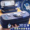 3D Astronaut Pencil Case Boys Stationery New Popular Student Double-layer Large Capacity Waterproof Pink Rabbit