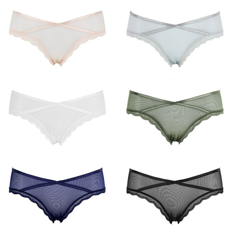 

Однотонные сетчатые трусики со средней талией и вырезами для женщин