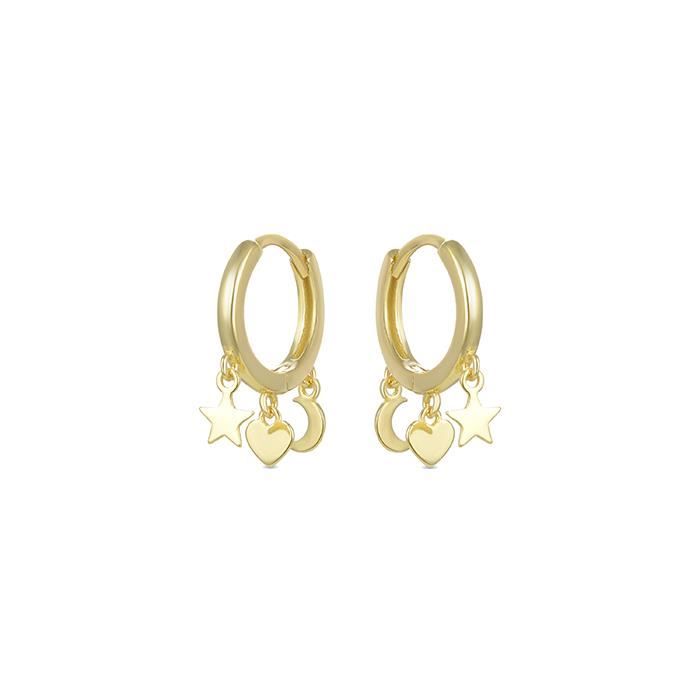 Boucles D'oreilles Zaccus Argent 925 Plaqué Or Jaune 18 Carats