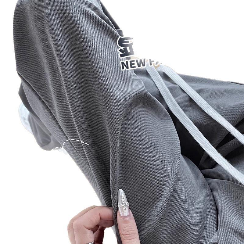 Gray Wide-Leg Sweatpants for Women - High-Waisted, Narrow Straight-Leg, Spring & Autumn 2025 Casual Style