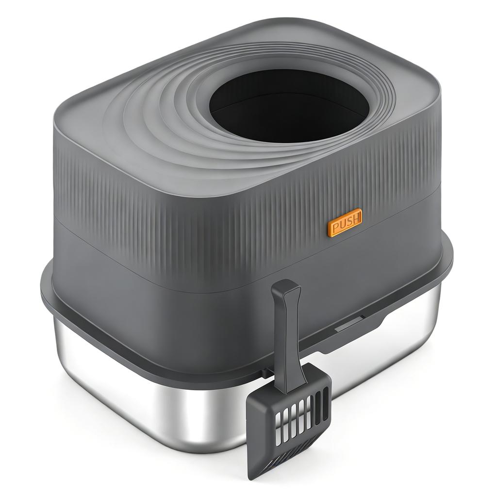 Top-Entry Fully Enclosed Metal Litter Box Non-Sticky Extra Large Cat Bedpans Enclosure Littering Tray Household Pet Accessories