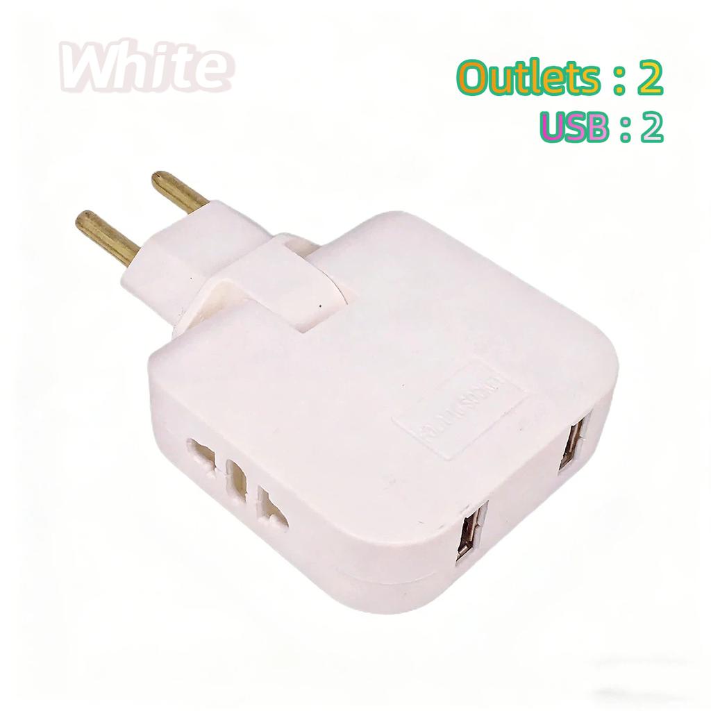 European Standard Rotating Plug Adapter – 180° Rotatable Multi-Outlet Extension Socket Cordless, Lightweight & Portable