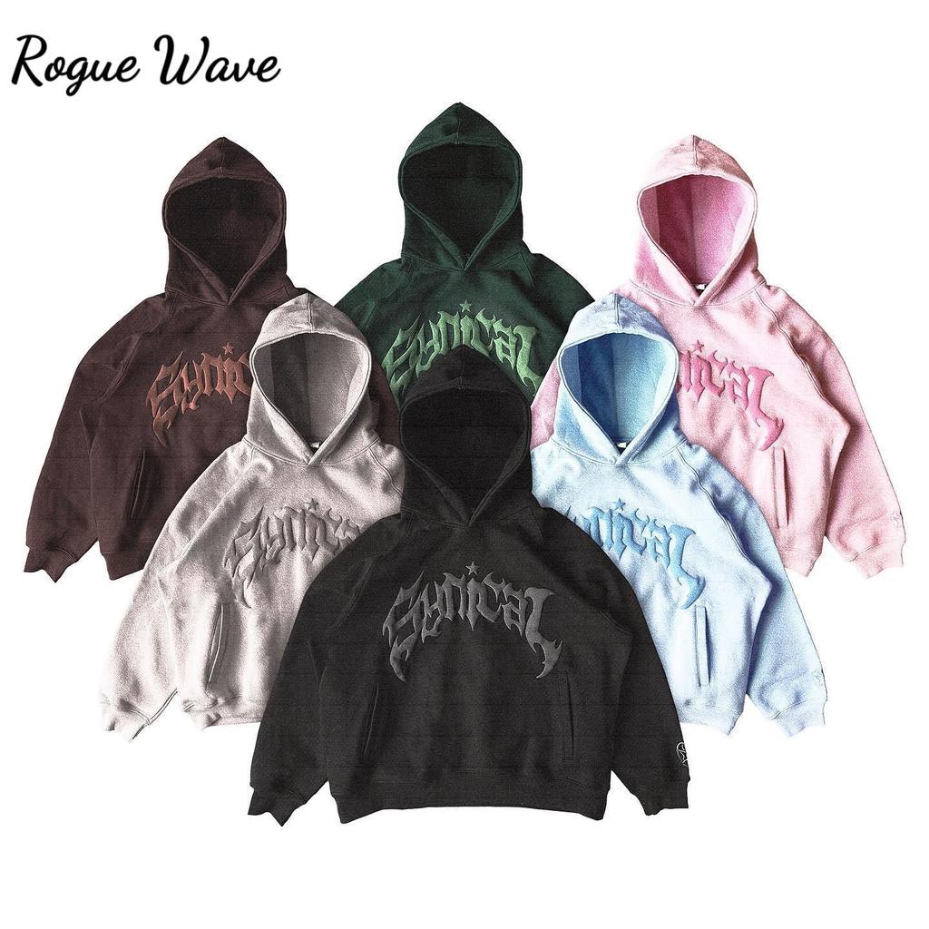 RogueWave Harajuku High Street Populární Vintage Potisk Písmen Y2k Zip Mikiny Volná Mikina Unisex Ležérní Joker Pulovry Mikina Topy