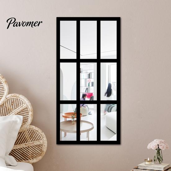 Adesivi Specchio da Parete Stile Boho Decorazione Finestra ad Arco, Specchio Finto Acrilico con Cornice in Legno, Adesivo da Incollare per Casa, Adesivo Autoadesivo per Vetro Finestra