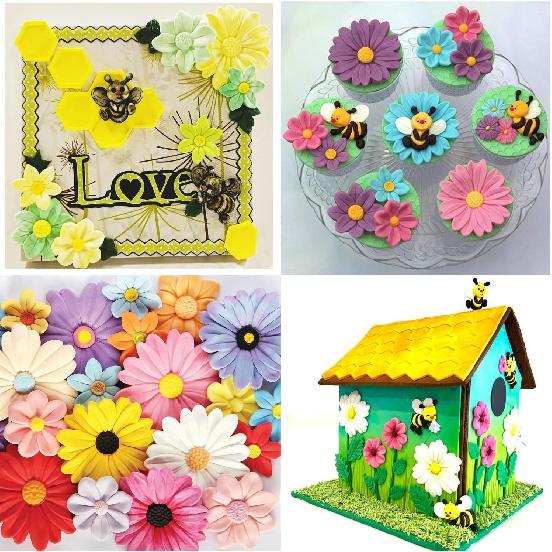 Flower Blossoms Silicone Mold Daisy Chrysanthemum Flower Fondant Mold for Cake Decoration Chocolate Cupcake Topper Candy Sugar Craft Polymer Clay Gum