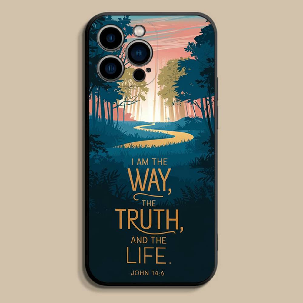 

God Jesus Bible Verse Phone Case For iPhone 17,16,15,14,13,12,Pro,Max,Plus,E,SE4,Air,Mini Black Soft Cover iPhone12mini
