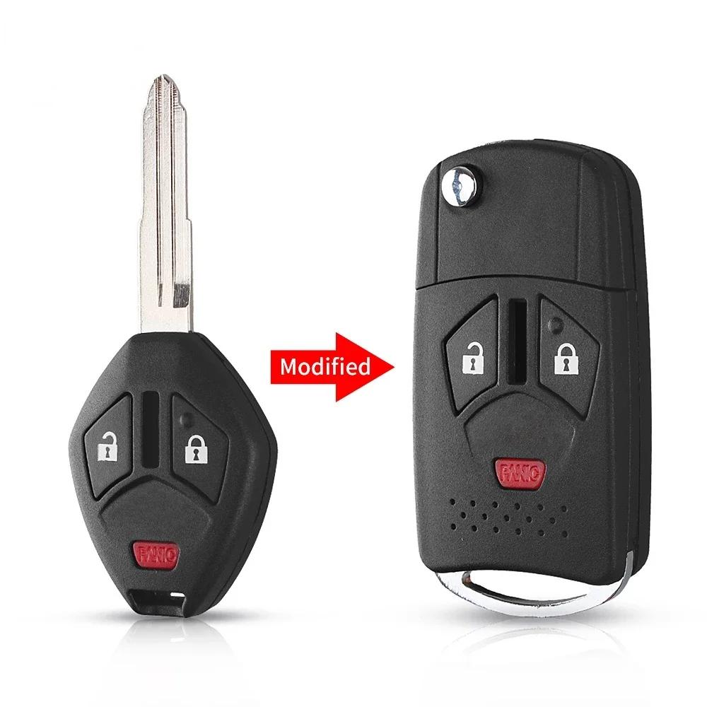 Coque de clé télécommandée modifiée Dandkey à rabat pour Mitsubishi Galant Eclipse Lancer 3/4 Boutons Étui de clé de voiture pliable
