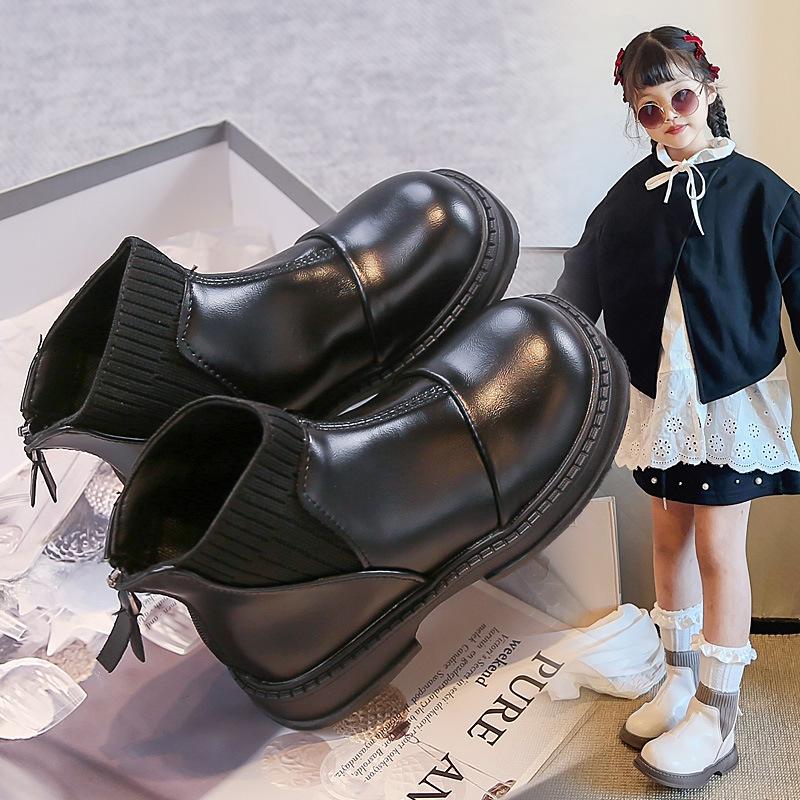 Girls boots short boots autumn 2025 new shoes children's leather boots baby girl Martin boots autumn grassland wear