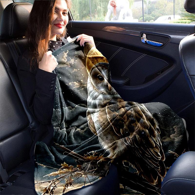 1pc Moonlit Owl Moon Blanket Cozy Home Decor, Sofa Throw, Outdoor Blanket .W079