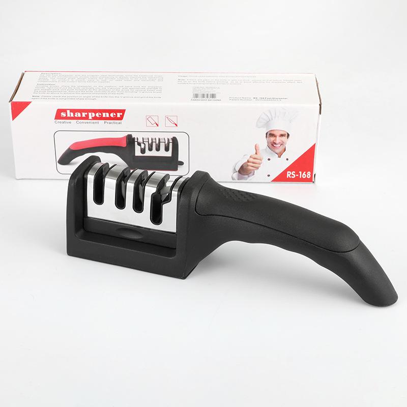 4-Stage Household Knife Sharpener: Ceramic & Diamond Wheel